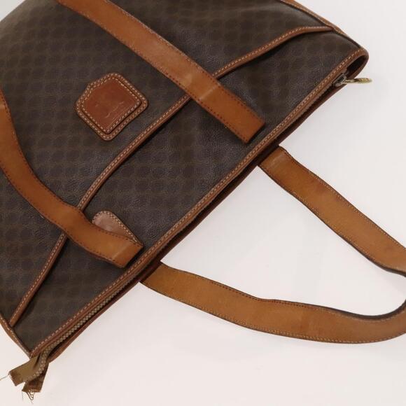 CELINE Macadam Canvas Tote Bag Pvc Leather Brown - Picture 6 of 13